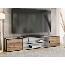 Atvērts TV galdiņš LUNO 4, Balts/Zelts craft/Melns